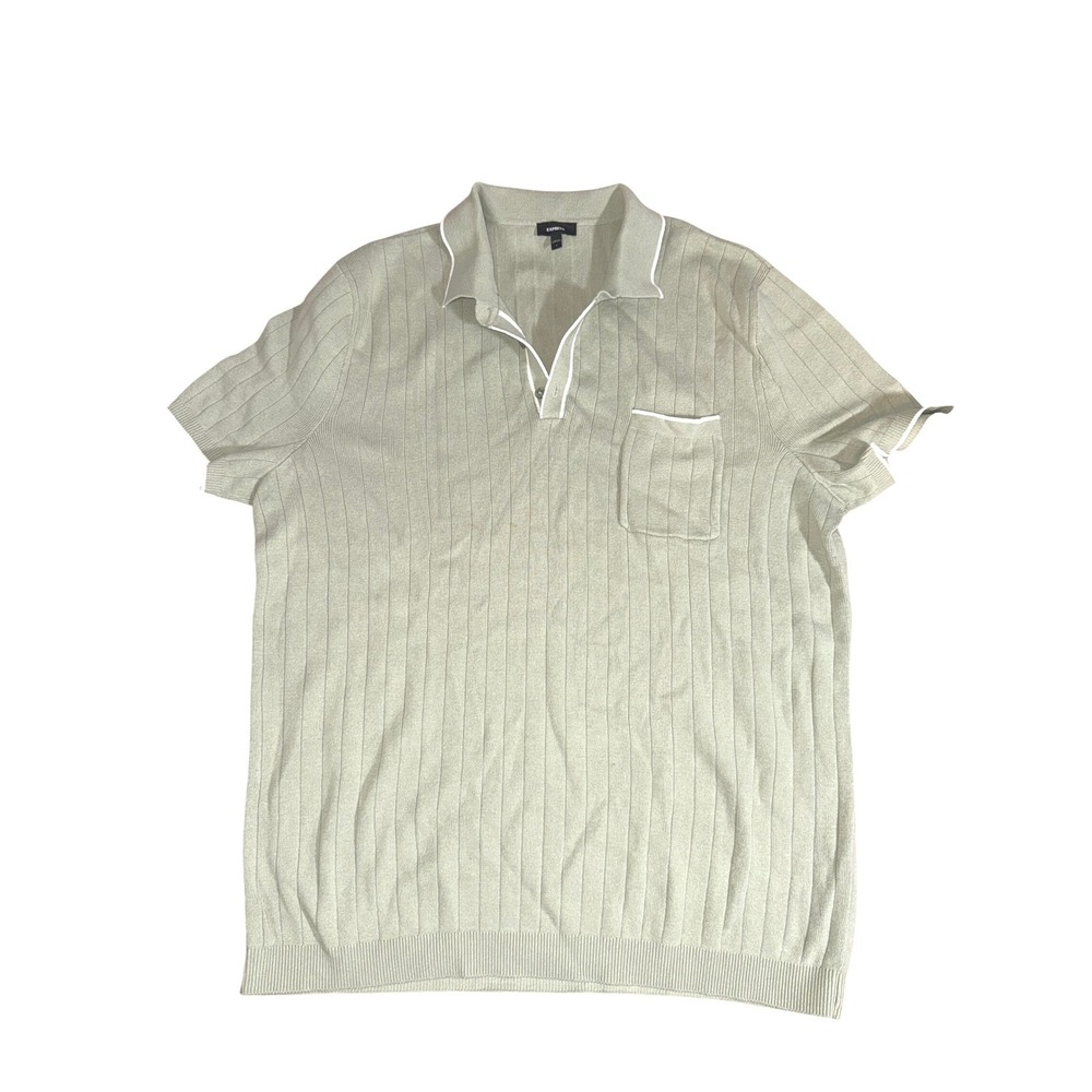 Express Mens Knit Sage Green Polo Sz Large
